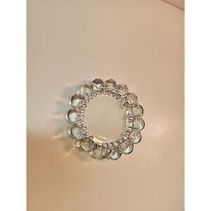 Vintage Bubble Glass Ashtray Trinket Small Clear MCM ~3.75" Scalloped Boopie Rim